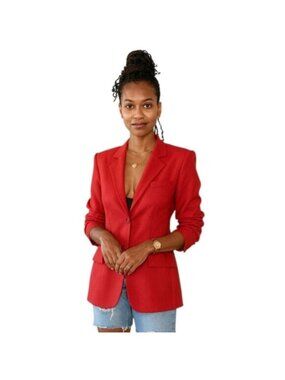 Andrea Viccaro Vintage Silk Single Breasted Collarless Blazer
